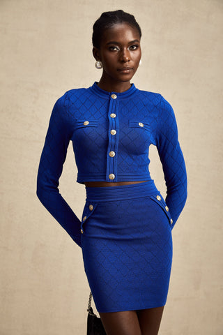 Maëlys Knitted Top and Skirt Set — Blue