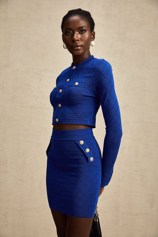 Maëlys Knitted Top and Skirt Set — Blue