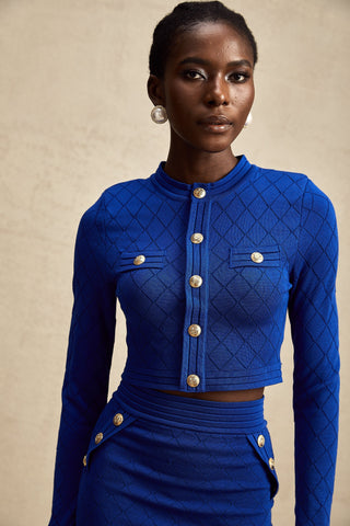 Maëlys Knitted Top and Skirt Set — Blue