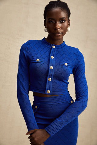 Maëlys Knitted Top and Skirt Set — Blue