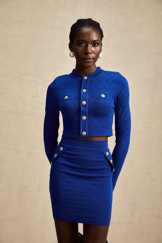 Maëlys Knitted Top and Skirt Set — Blue