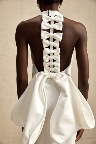 Capucine Oversized Bow Maxi Dress — White