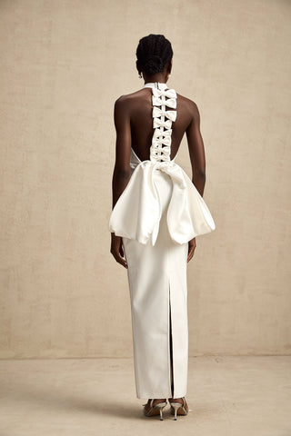 Capucine Oversized Bow Maxi Dress — White