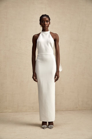 Capucine Oversized Bow Maxi Dress — White