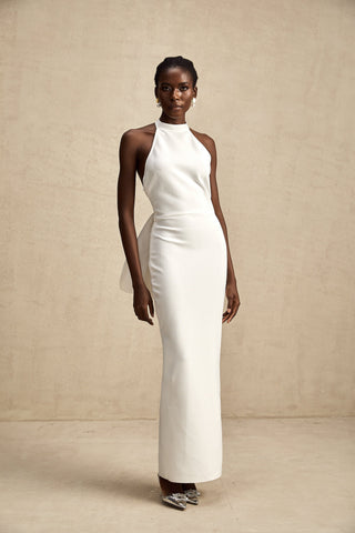 Capucine Oversized Bow Maxi Dress — White