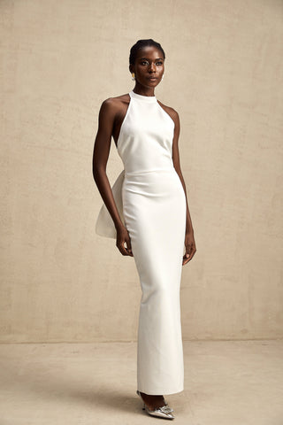 Capucine Oversized Bow Maxi Dress — White