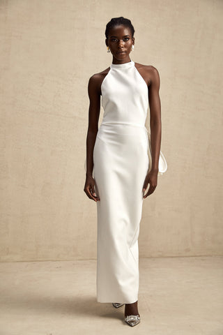 Capucine Oversized Bow Maxi Dress — White