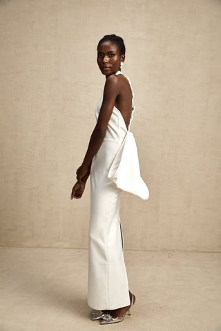 Capucine Oversized Bow Maxi Dress — White
