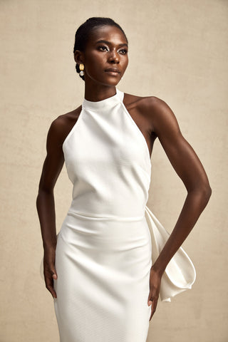 Capucine Oversized Bow Maxi Dress — White