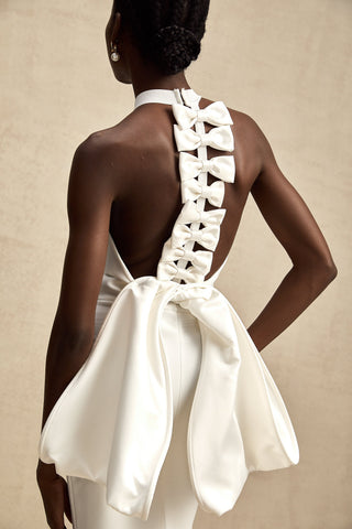 Capucine Oversized Bow Maxi Dress — White
