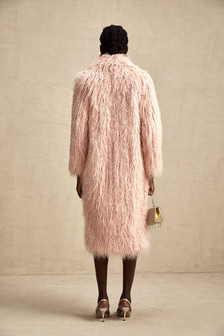 Mélanie Faux-Fur Open-Front Coat — Pink