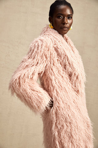 Mélanie Faux-Fur Open-Front Coat — Pink