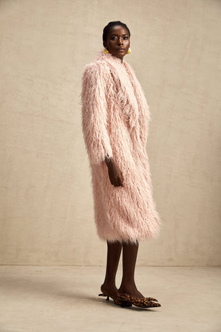 Mélanie Faux-Fur Open-Front Coat — Pink