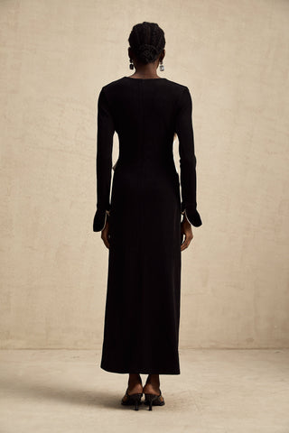Karine Corset Cut-Out Maxi Dress — White & Black