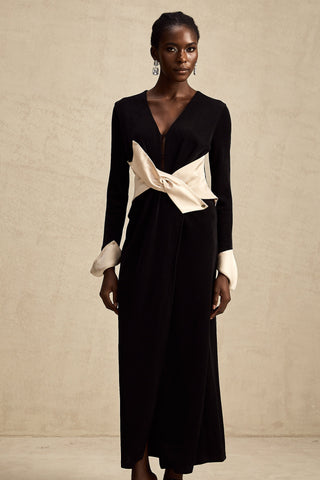 Karine Corset Cut-Out Maxi Dress — White & Black