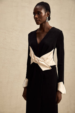 Karine Corset Cut-Out Maxi Dress — White & Black