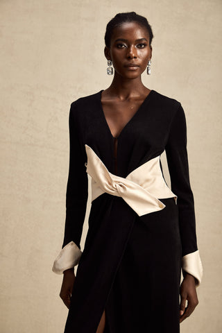 Karine Corset Cut-Out Maxi Dress — White & Black