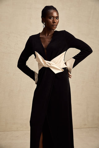 Karine Corset Cut-Out Maxi Dress — White & Black