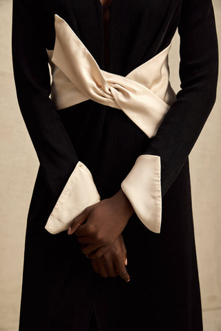 Karine Corset Cut-Out Maxi Dress — White & Black