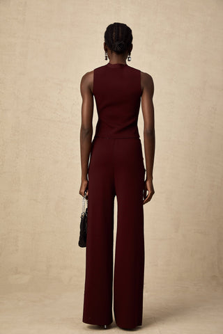 Calandra Knit Vest and Trousers Set — Dark Red