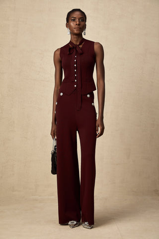 Calandra Knit Vest and Trousers Set — Dark Red