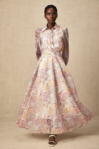 Cherry Patterned Shirt and Skirt Set — Pink