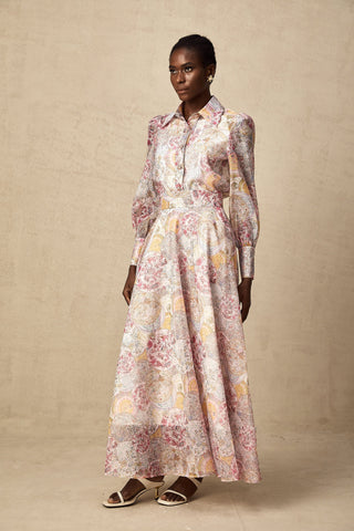 Cherry Patterned Shirt and Skirt Set — Pink