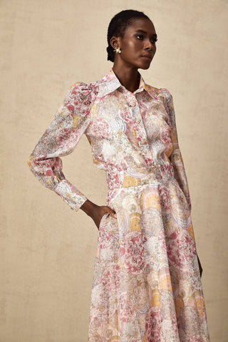 Cherry Patterned Shirt and Skirt Set — Pink
