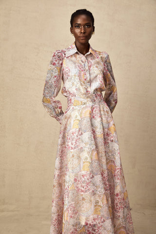 Cherry Patterned Shirt and Skirt Set — Pink