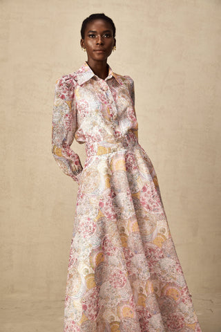 Cherry Patterned Shirt and Skirt Set — Pink