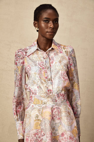 Cherry Patterned Shirt and Skirt Set — Pink