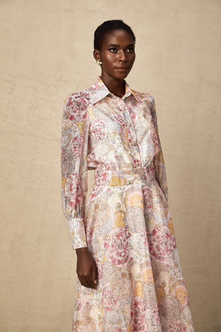 Cherry Patterned Shirt and Skirt Set — Pink