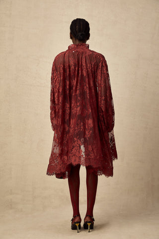 Coline Chantilly Lace Dress — Red