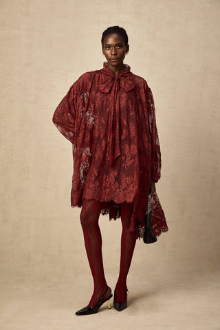Coline Chantilly Lace Dress — Red