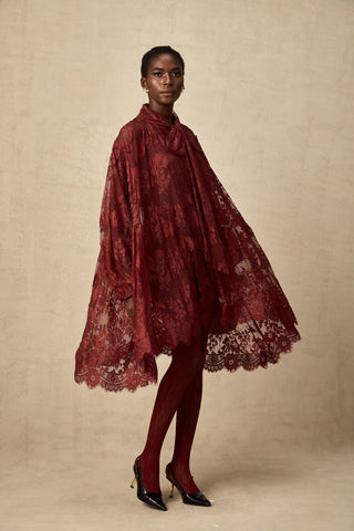 Coline Chantilly Lace Dress — Red