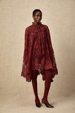 Coline Chantilly Lace Dress — Red