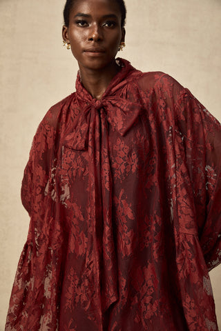 Coline Chantilly Lace Dress — Red