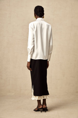 Héloïse Color-Blocked Panelled Skirt — Black & White