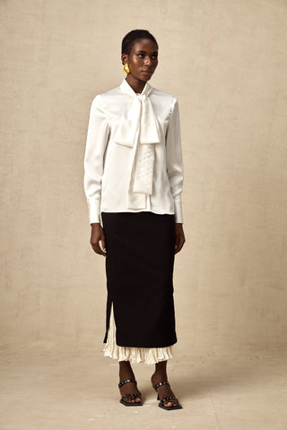 Héloïse Color-Blocked Panelled Skirt — Black & White