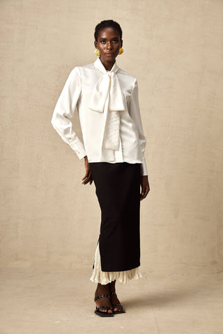 Héloïse Color-Blocked Panelled Skirt — Black & White