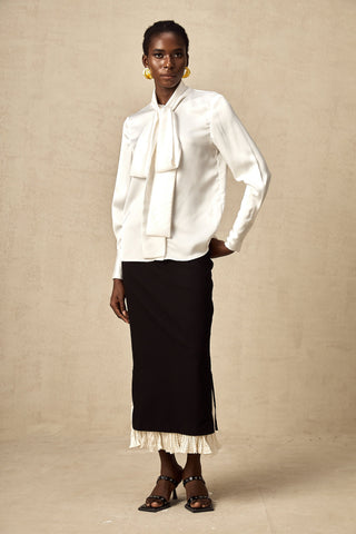 Héloïse Color-Blocked Panelled Skirt — Black & White