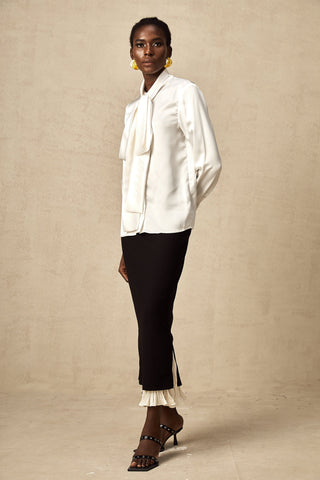 Héloïse Color-Blocked Panelled Skirt — Black & White