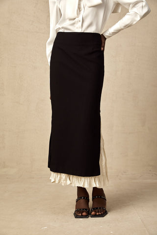 Héloïse Color-Blocked Panelled Skirt — Black & White