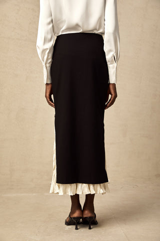 Héloïse Color-Blocked Panelled Skirt — Black & White