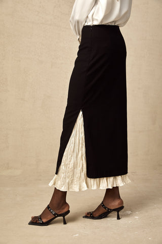 Héloïse Color-Blocked Panelled Skirt — Black & White