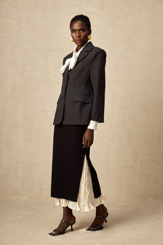 Héloïse Color-Blocked Panelled Skirt — Black & White