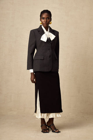 Héloïse Color-Blocked Panelled Skirt — Black & White
