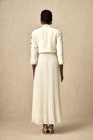 Blanche Crystal-Embellished Jacket and Dress Set — White