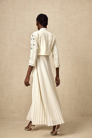 Blanche Crystal-Embellished Jacket and Dress Set — White