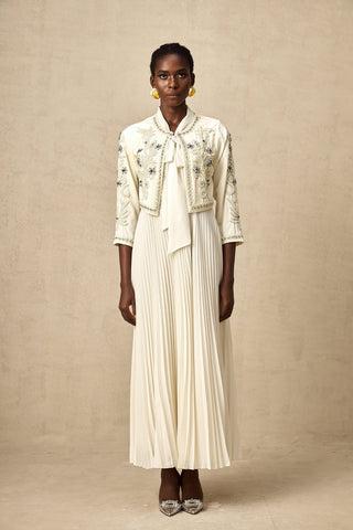 Blanche Crystal-Embellished Jacket and Dress Set — White